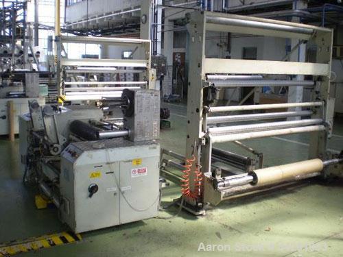 Used Soten Polyolefin Sheet Line comprised of:  (1) Perforating machine, 59 hp/44 kW, material thickness 0.5 - 1.2" (12-30 mm), maximum film width 65" (1650 mm), maximum core diameter 23.6" (600 mm),...