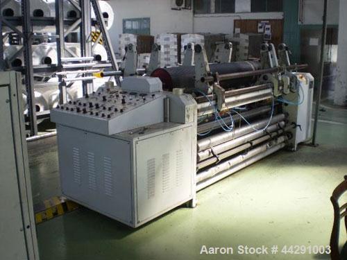 Used Soten Polyolefin Sheet Line comprised of:  (1) Perforating machine, 59 hp/44 kW, material thickness 0.5 - 1.2" (12-30 mm), maximum film width 65" (1650 mm), maximum core diameter 23.6" (600 mm),...