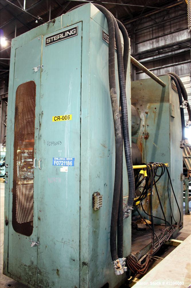 Used Sterling three roll vertical sheet stack, 30" diameter x 64" roll face width rolls, cored and chromed rolls with rotary unions, adjustable top and bottom roll gap, individually driven top roll, ...