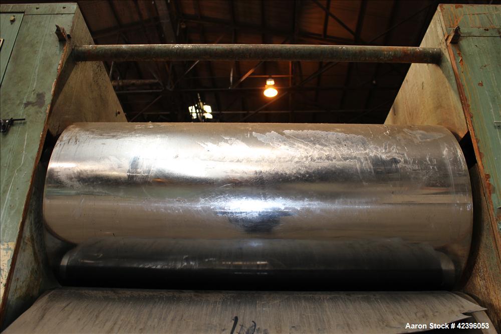 Used Sterling three roll vertical sheet stack, 30" diameter x 64" roll face width rolls, cored and chromed rolls with rotary unions, adjustable top and bottom roll gap, individually driven top roll, ...