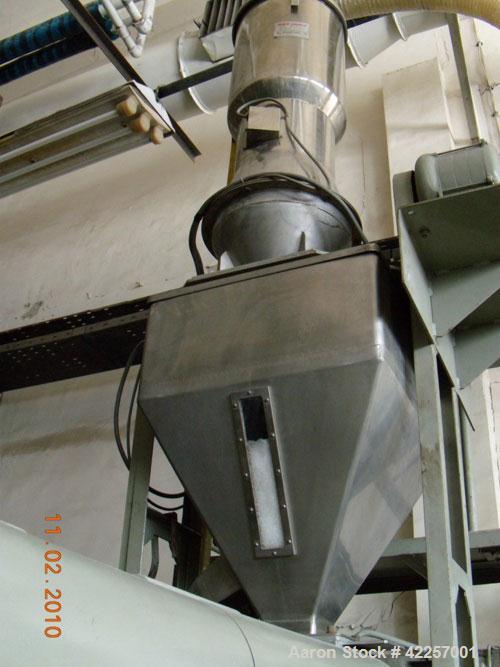 Used Sumitomo Heavy Industries EC 075-T Tandem Extrusion Coating Line, laminator for producing laminated foil for tubes for cosmetic production. Capable of producing ABL foil from 5 layer film with a...