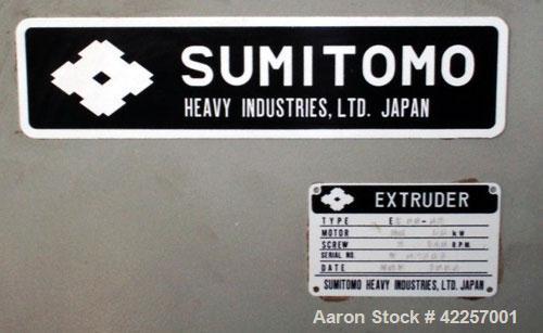 Used Sumitomo Heavy Industries EC 075-T Tandem Extrusion Coating Line, laminator for producing laminated foil for tubes for cosmetic production. Capable of producing ABL foil from 5 layer film with a...