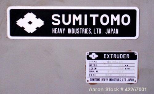Used Sumitomo Heavy Industries EC 075-T Tandem Extrusion Coating Line, laminator for producing laminated foil for tubes for cosmetic production. Capable of producing ABL foil from 5 layer film with a...