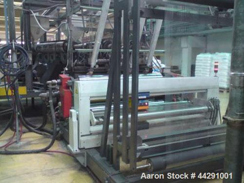 Used TAU Systems Sheet Extrusion Line, Type AX-1-CAST.  Comprised of (1) flat die type L3J, 72.8" (1850 mm), output 926 lbs/h (420 kg/h) of LDPE or PP, with (2) heating zones; (1) extruder, 90/30D, 3...
