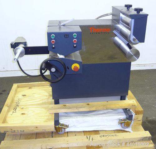 Unused- Thermo Fisher Scientific Sheet & Ribbon Haul-Off System Type 554-1476, Consisting Of: (1) Chill Roll with (3) Approximate 8” wide x 4-1/4” diameter cored rolls, rated 5 bar (75psi) maximum at...