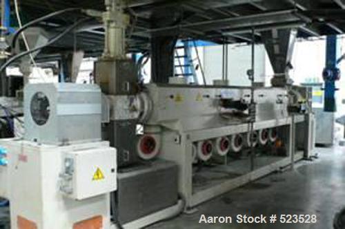 USED: Union 58.5" (1500mm) sheet co-extrusion line consisting of: (1) 120mm Union single screw extruder, electrically heated, fan cooled barrel, 35D vented, 210 kw DC motor with drive; (1) Union 30 h...