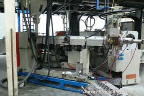 USED: Union 58.5" (1500mm) sheet co-extrusion line consisting of: (1) 120mm Union single screw extruder, electrically heated, fan cooled barrel, 35D vented, 210 kw DC motor with drive; (1) Union 30 h...