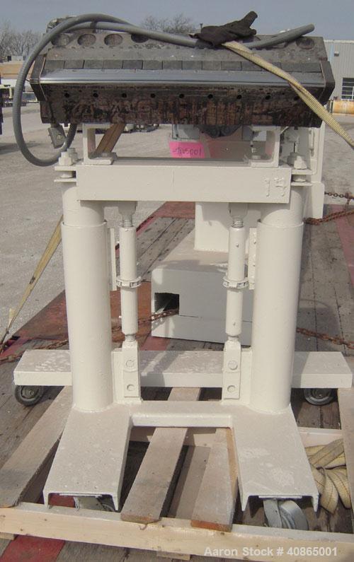  (1) 3 roll sheet stack with (3) 12" diameter x 41" wide chrome plated rolls, and (2) 12" diameter x 41" wide pattern rolls, with pumps, heat exchangers, control panel, and 16' long cooling section. ...