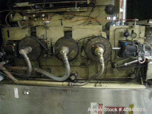 Used Welex Co-Extrusion Sheet Line consisting of the following:  (1) Welex 4.5" screw diameter, 36:1 L/D ratio. Electrically heated, water cooled side vented barrel. Unit driven by a 250 hp DC motor ...