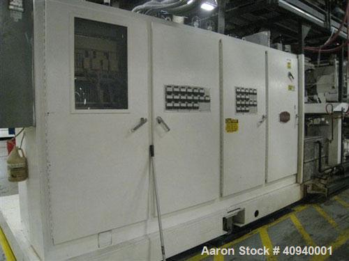 Used Welex Co-Extrusion Sheet Line consisting of the following:  (1) Welex 4.5" screw diameter, 36:1 L/D ratio. Electrically heated, water cooled side vented barrel. Unit driven by a 250 hp DC motor ...