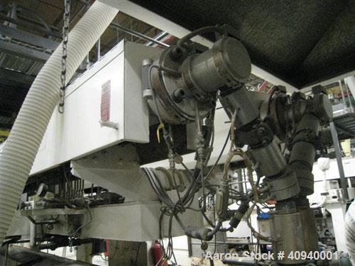 Used Welex Co-Extrusion Sheet Line consisting of the following:  (1) Welex 4.5" screw diameter, 36:1 L/D ratio. Electrically heated, water cooled side vented barrel. Unit driven by a 250 hp DC motor ...