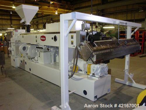 Used Welex “J” Style 78” Wide Sheet Line, Consisting Of: (1) Welex 4.5” extruder single screw extruder, 30:1 L/D ratio, side vented. Barrel is electrically heated and water cooled. Gearbox rated 263 ...