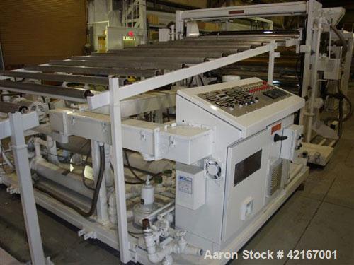 Used Welex “J” Style 78” Wide Sheet Line, Consisting Of: (1) Welex 4.5” extruder single screw extruder, 30:1 L/D ratio, side vented. Barrel is electrically heated and water cooled. Gearbox rated 263 ...