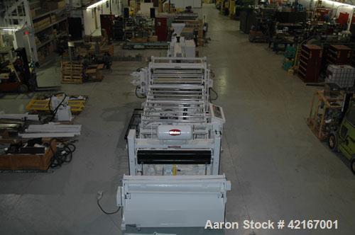 Used Welex “J” Style 78” Wide Sheet Line, Consisting Of: (1) Welex 4.5” extruder single screw extruder, 30:1 L/D ratio, side vented. Barrel is electrically heated and water cooled. Gearbox rated 263 ...
