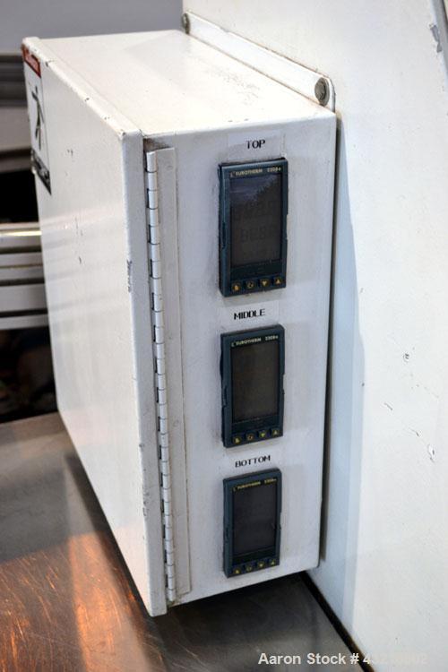 Used Welex 41’’ Wide Sheet Extrusion Downstream Consisting Of: (1) Welex 3 Roll sheet stack. (3) 41’’ wide x 12’’ diameter chrome plated cored rolls, driven by a 3hp DC gear motor. Approximate 17’ lo...