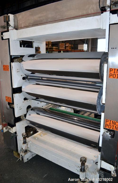 Used Welex 41’’ Wide Sheet Extrusion Downstream Consisting Of: (1) Welex 3 Roll sheet stack. (3) 41’’ wide x 12’’ diameter chrome plated cored rolls, driven by a 3hp DC gear motor. Approximate 17’ lo...