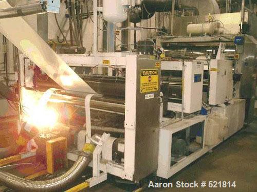USED: 77" wide Welex sheet extrusion downstream consisting of the following: 18" O.D. x 77" wide 3 roll sheet extrusion stack consisting of (3) polished chrome rolls with (3) spare chrome rolls inclu...