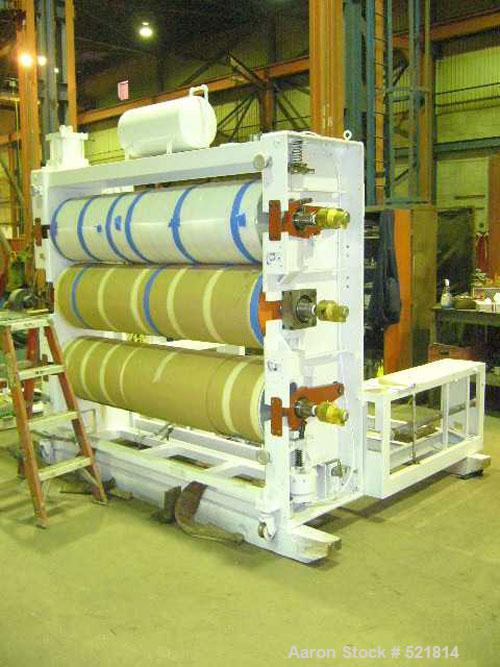 USED: 77" wide Welex sheet extrusion downstream consisting of the following: 18" O.D. x 77" wide 3 roll sheet extrusion stack consisting of (3) polished chrome rolls with (3) spare chrome rolls inclu...