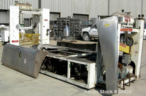Used Welex Sheet Extrusion Downstream Stack. 3 rolls measure 18" diameter x 41" face width. Two chrome, one ceramic. Rolls are chain driven by a 5 HP DC drive. Pneumatically operated roll closure. Un...
