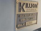 Used Killion 3 roll sheet stack with (3) top mounted pull rolls, (1) 4-1/2'' diameter x 10'' wide rubber roll, and (2) 4'' diameter x 10'' wide adhesive rolls, driven by a 1/4 hp DC gear motor, (3) m...
