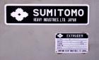 Used Sumitomo Heavy Industries EC 075-T Tandem Extrusion Coating Line, laminator for producing laminated foil for tubes for cosmetic production. Capable of producing ABL foil from 5 layer film with a...