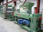 USED: Welex co-extrusuion sheet line consisting of the following:90mm Welex single screw extruder, 30:1 L/D, 226 screw rpm, watercooled, vented. 150 hp DC Mentoril drive, 1992. Dynisco EH35 screencha...