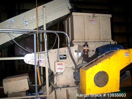 Unused-Marathon Shredder, Model SS-52-100, Single Shaft Shredder. 51” x 58” throat size opening, hydraulic feed, 100 horsepower, Allen Bradley controls, includes conveyor. Mfg 2003.