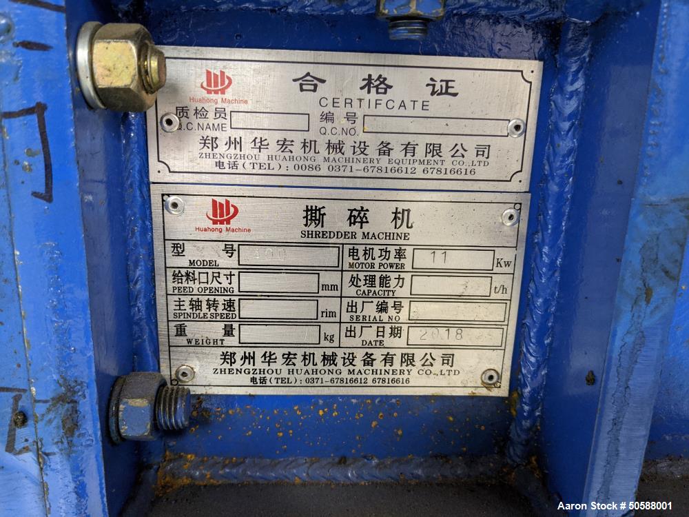 Used Zhengzhou Huahong Double Shaft Shredder