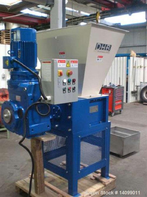 Used DHB DH 2130 GL Slow Rotating Single Shaft Shredder for pre-shredding for e. g. ductile and rigid materials.  Feed opening 12" x 17.8" (305 x 450 mm).  Motor 10 hp (7.5 kW).  (15) Rotor knives.  ...