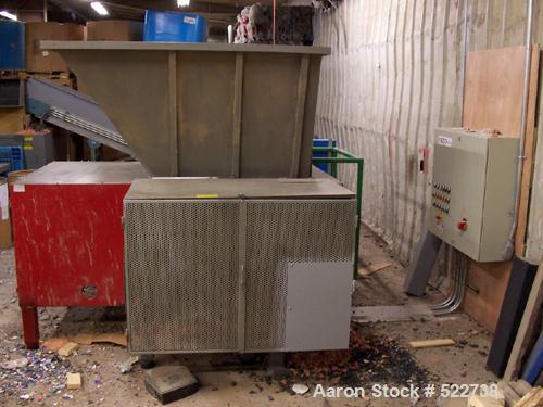 USED: Eco-Line single rotor shreder, model GT04-3-045, 75 hp. 14" diameter x 52" wide rotor, 31" ram stroke, 118 small cutters, 4 small cutter bars, 4 screens. Approximate overall dimensions: 100" x ...