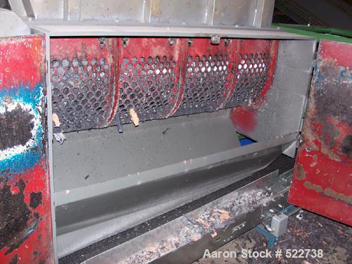 USED: Eco-Line single rotor shreder, model GT04-3-045, 75 hp. 14" diameter x 52" wide rotor, 31" ram stroke, 118 small cutters, 4 small cutter bars, 4 screens. Approximate overall dimensions: 100" x ...