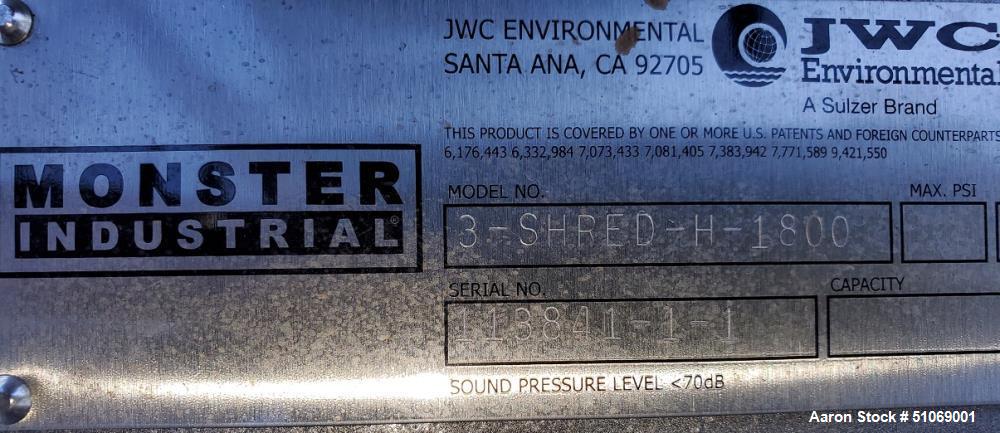 Used Muffin Monster 3-Shred-H-1800 Grinder