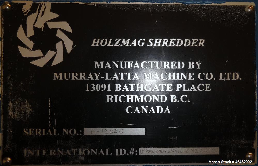 Used Holzmag Shredder, Model 1400