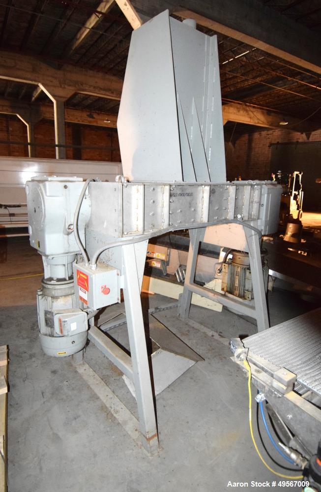 Used Hosokawa Polymer Systems Twin Shaft Crusher, Model HPS 2218. (1) Carbon steel rotors approximate 6" diameter x 18" wide. Front rotor driven by a 15hp, 3/60/230/460 volt, 1750 rpm gear motor, rat...