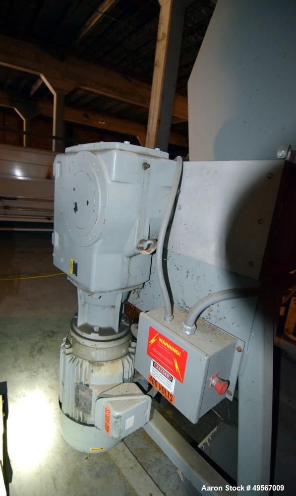 Used Hosokawa Polymer Systems Twin Shaft Crusher, Model HPS 2218. (1) Carbon steel rotors approximate 6" diameter x 18" wide. Front rotor driven by a 15hp, 3/60/230/460 volt, 1750 rpm gear motor, rat...