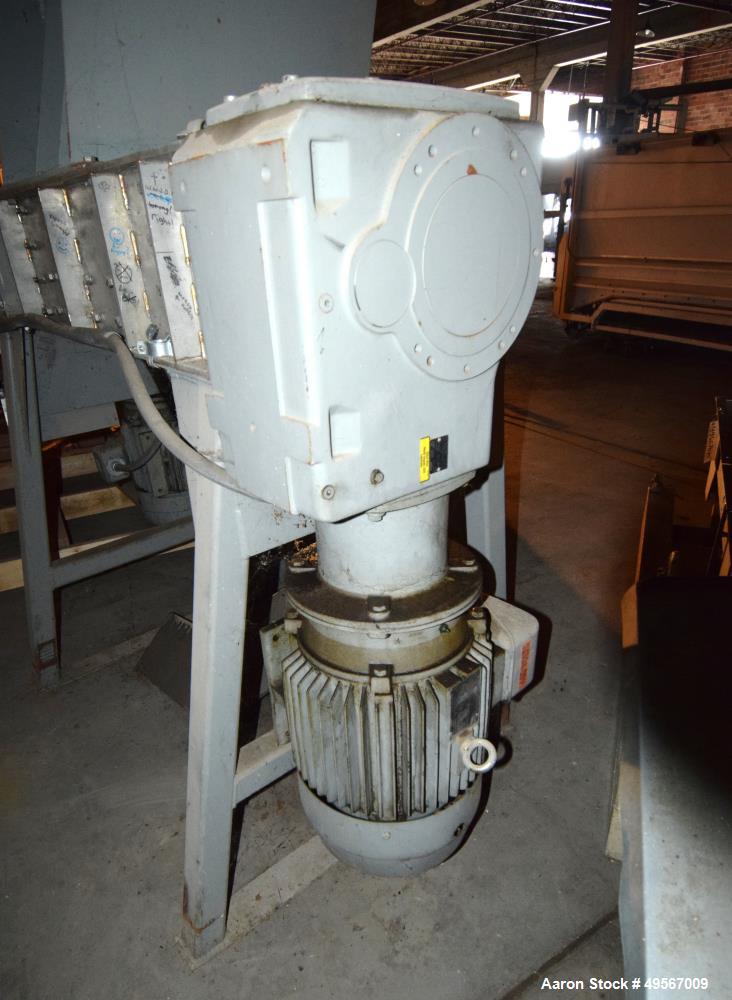Used Hosokawa Polymer Systems Twin Shaft Crusher, Model HPS 2218. (1) Carbon steel rotors approximate 6" diameter x 18" wide. Front rotor driven by a 15hp, 3/60/230/460 volt, 1750 rpm gear motor, rat...