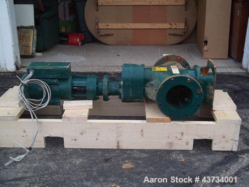 Used JWC International Muffin Monster Grinder, Model 30004T-1208. Flow rate 800 gallons per minute, 8" pipeline size, 1.60 psi pressure drop, 90 psi max pressure, 570 lbs. 5HP, 230 volt, single-phase.