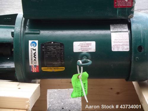 Used JWC International Muffin Monster Grinder, Model 30004T-1208. Flow rate 800 gallons per minute, 8" pipeline size, 1.60 psi pressure drop, 90 psi max pressure, 570 lbs. 5HP, 230 volt, single-phase.