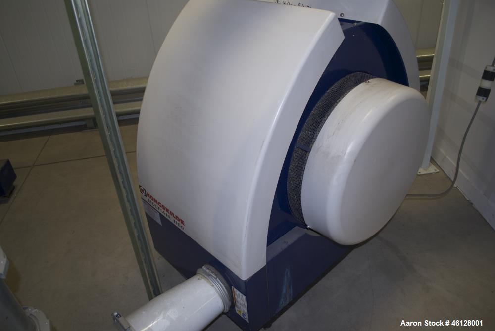 Used Kongskilde Multidicer, Model KM18, Paperboard Skeleton Frame Shredder. Includes: Infeed conveyors and control panels. Kongskilde Multiair 1100 (10 hp) blower 3 ph 460V. Kongskilde ITF160 inline ...