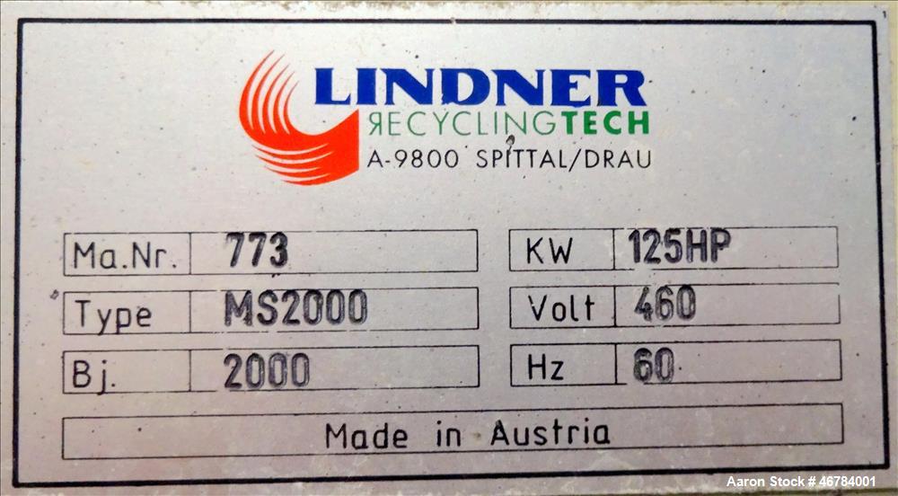 Used Lindner Micromat Single Shaft Shredder, Model MS2000.