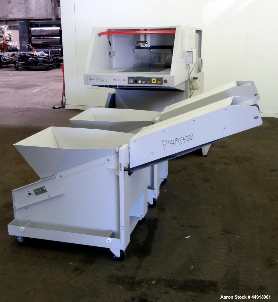 Used MBM Corporation Ideal DestroyIt Shredder, Model 5009-2.  20" Feed opening.  Particle size 11/32" x 1-1/2" to 3", sheet capacity 600, shred speed 24 to 46 feet per minute with conveyor. Automatic...