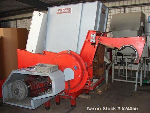USED: Reinbold single roll shredder, type AZR K 1000 S. Hopper opening 1000 x 1200 mm, rotor diameter 368 mm, max 120 rpm, driven by a 75 hp/55 kW motor, 72 knives. Throughput approximately 1000 kg p...