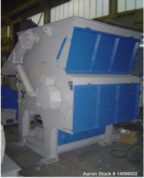 Used Unused-S & P ES 1200 Single Shaft Shredder, 81 rotary knives, 2 stationary knives. 7.5 hp/5.6 kW hydraulic ram, rotor width 47.2" (1200 mm), rotor diameter 18" (457 mm), feed opening 57.9" x 75....