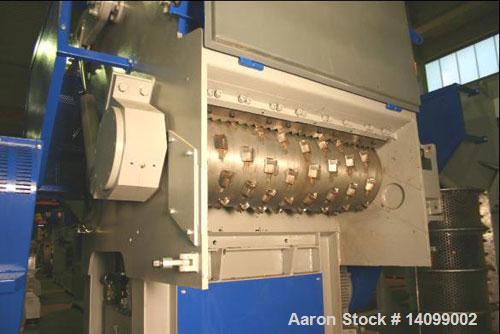 Used Unused-S & P ES 1200 Single Shaft Shredder, 81 rotary knives, 2 stationary knives. 7.5 hp/5.6 kW hydraulic ram, rotor width 47.2" (1200 mm), rotor diameter 18" (457 mm), feed opening 57.9" x 75....