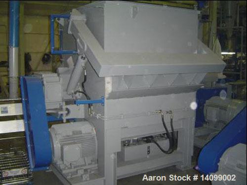Used Unused-S & P ES 1200 Single Shaft Shredder, 81 rotary knives, 2 stationary knives. 7.5 hp/5.6 kW hydraulic ram, rotor width 47.2" (1200 mm), rotor diameter 18" (457 mm), feed opening 57.9" x 75....