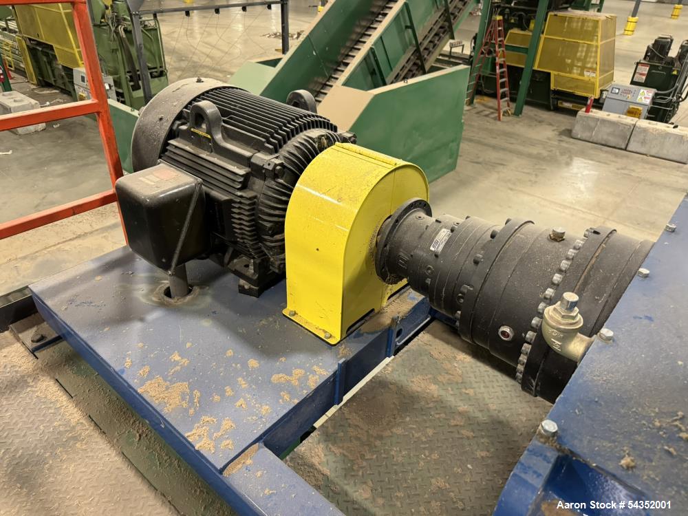 Used SSI Twin Shaft Dual-Shear Shredder, Model M85E(52), Serial# S3069. Approximate cutting chamber 35" x 52", (1) 100hp, 3/60/440/460 volt, 1785 rpm motor & control panel.