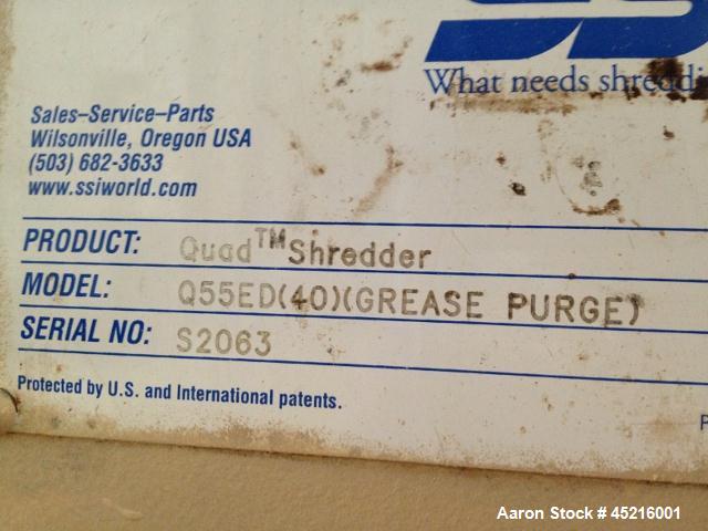 Used SSI Shredder, Model Quad Q55ED