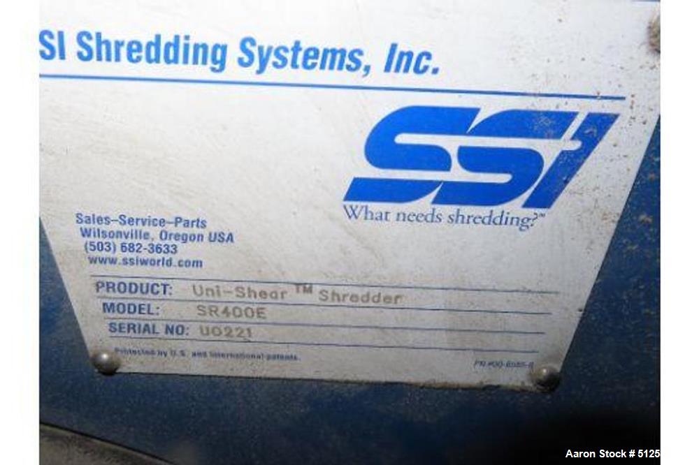 Used SSI SR400E Industrial Shredder – 100 HP High-Torque Dual Shaft Size Reduction System (2016)