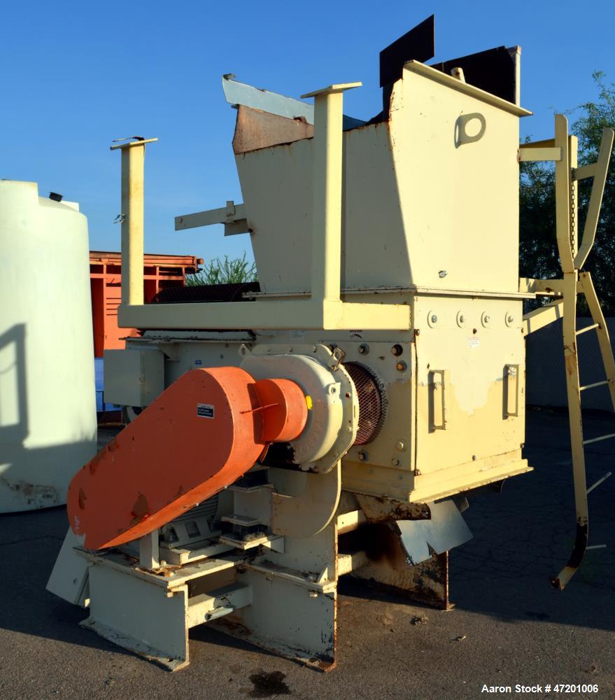 Used Schutte-Buffalo MP Series Slow Speed Ram Feed Grinder, Model MP-30, Carbon Steel. Approximate 15" diameter x 36" wide rotor with bolt on knifes. 36" x 36" Feed opening with hopper, and hydraulic...