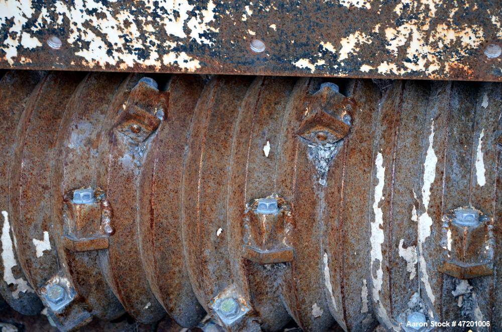 Used Schutte-Buffalo MP Series Slow Speed Ram Feed Grinder, Model MP-30, Carbon Steel. Approximate 15" diameter x 36" wide rotor with bolt on knifes. 36" x 36" Feed opening with hopper, and hydraulic...